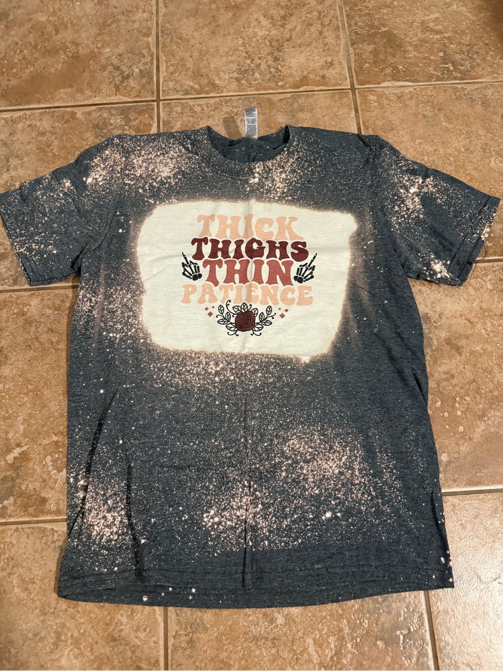 Gildan Dark Gray Tee with Cream Bleach-Splatter